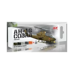 Kit De Peinture Acrylique Pour Hélicoptère D'attaque Américain ICM Bell AH-1G Cobra (conçu Pour être Utilisé Avec Les Kits ICM) -Boutique De Modèles Radiocommandés icm icm3001 kit de peinture acrylique pour helicoptere d attaque ameri 2